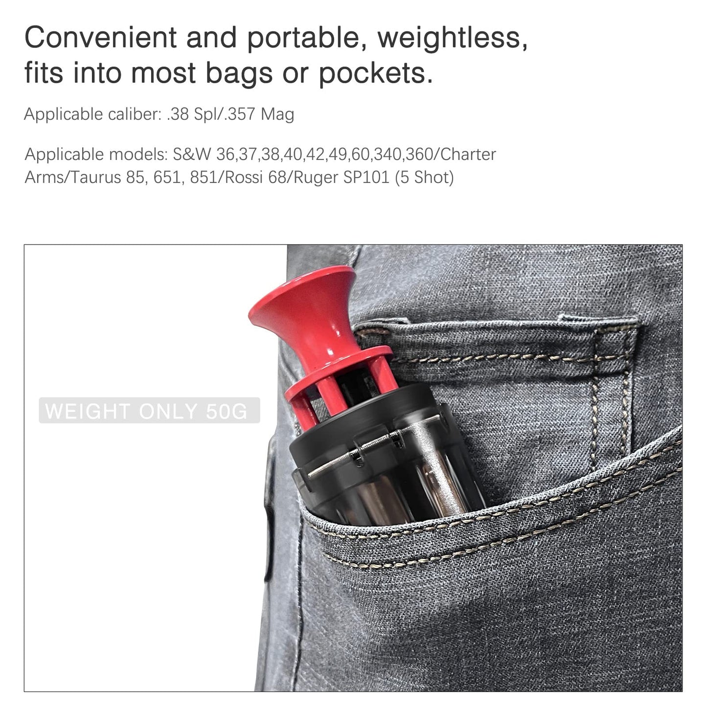 Ludex 5 Shot Revolver Speed Loader for .38 Special/.357 Magnum(1 Pack).Fits S&W 36,37,38,40,42,49,60,340,360/Charter Arms/Taurus 85, 605, 651, 851/Rossi 68/Ruger SP101