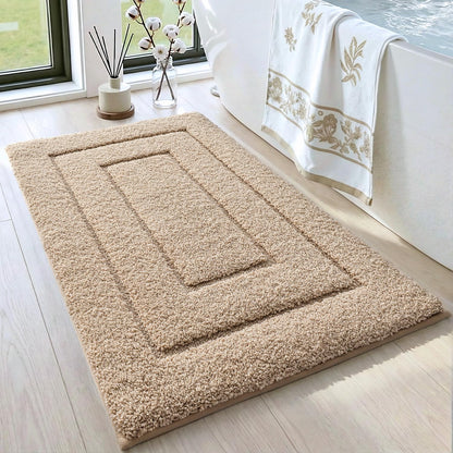 DEXI Bathroom Rug 32x20, Non Slip Washable Bath Mat for Shower Floor, Absorbent Soft Bathmat with Rubber Backing, Quick Dry Microfiber Carpet, Beige