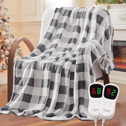 Homemate Electric Blanket Heated King Size - 100“x90“ Ultra Soft Cozy Flannel Heating Blanket with 10 Fast Heat Levels 8 Hours Auto Off Over-Heated Protection ETL Certification Keep Warm in Home