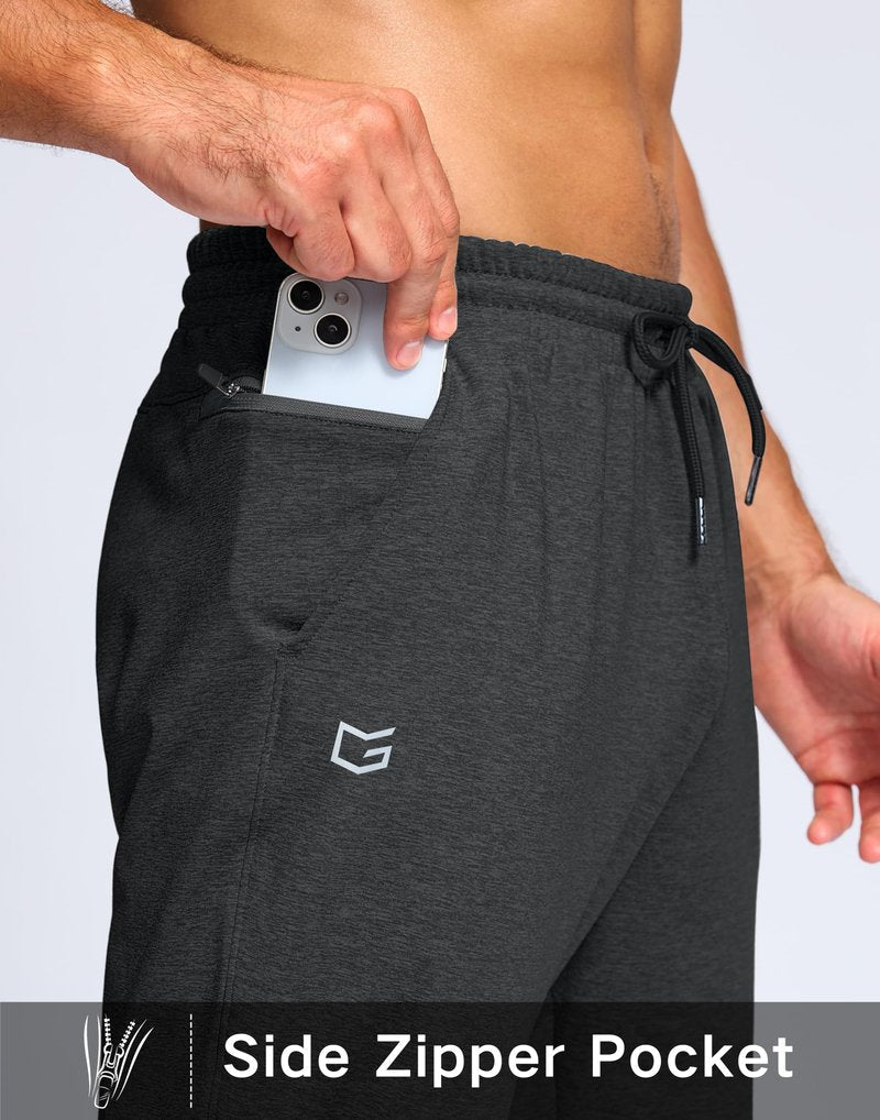 G Gradual Men's Fleece Lined Pants with Zipper Pocket Winter Warm Athletic Joggers Sweatpants for Men Workout Running Gym(Charcoal,L)