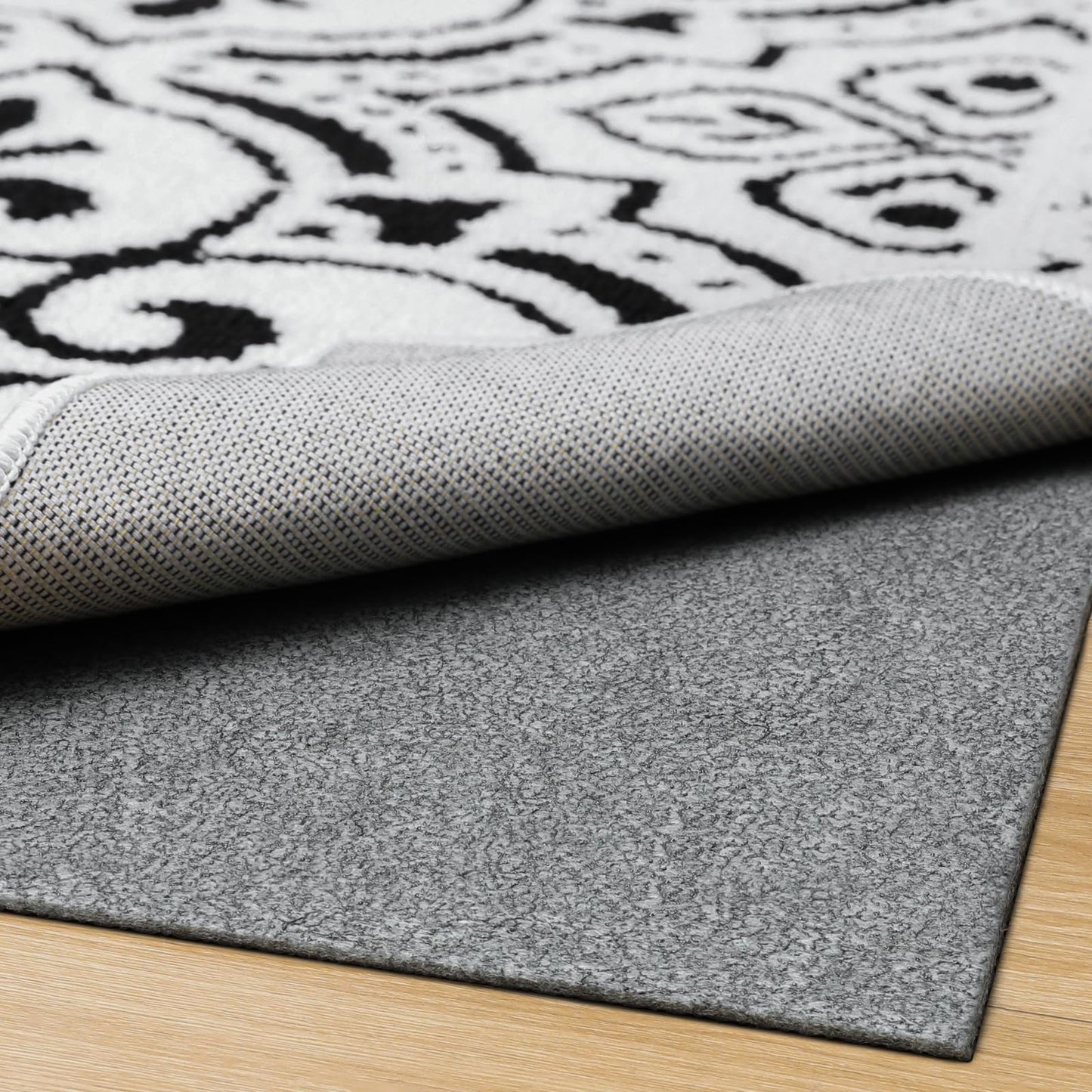 LINLA Non Slip Rug Pad, 5' x 7', 1/8" Thick Felt and Rubber Protective Padding - Low Profile Cushion and Rug Gripper for Hardwood Floors