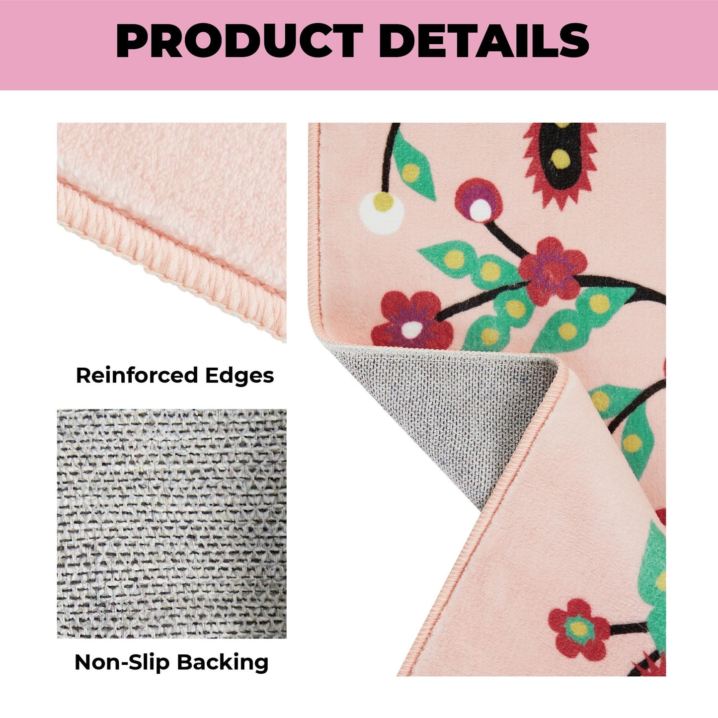 Jianhua Goddess 2x3 Entry Rug, Magpies Pattern Series Inspired by Ku Shulan Paper-Cut, Machine Washable Indoor Floral Folk Art Accent Rug with Non-Slip Backing for Entryway, Bedside, Studio