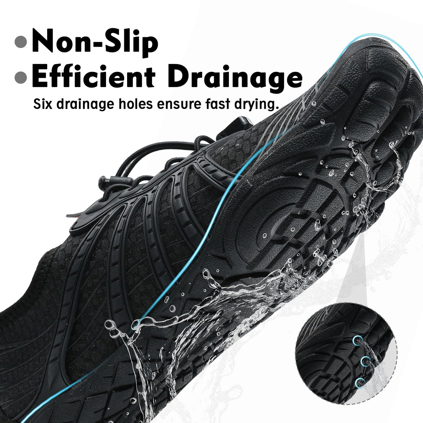 Black Barefoot Water Shoes for Women and Men - Quick-Dry Lightweight Swim Shoes for Beach,Pool,Hiking