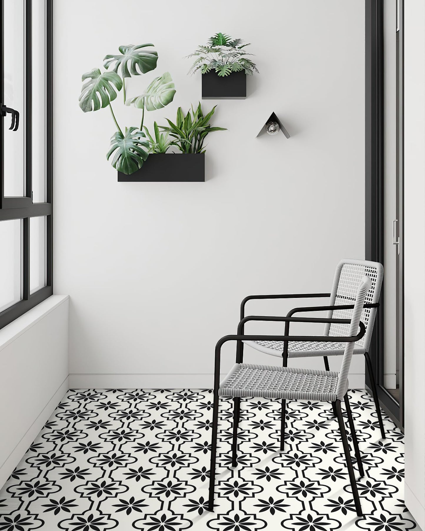 MORCART Peel and Stick Floor Tile, Vinyl Flooring Waterproof, DIY Flooring for Bathroom, Kitchen, Fireplace, Pet House, Stairs, Bedrooms, Wall (20PCS,7.87" x 7.87",Black)