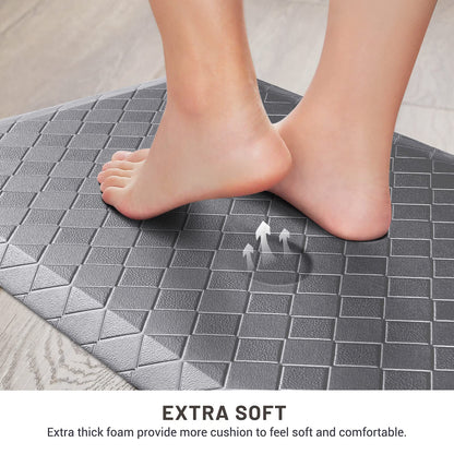 HappyTrends Kitchen Mat Cushioned Anti-Fatigue Kitchen Rug,17.3"x39",Thick Waterproof Non-Slip Kitchen Mats and Rugs Heavy Duty Ergonomic Comfort Rug for Kitchen,Floor,Office,Sink,Laundry,Gray