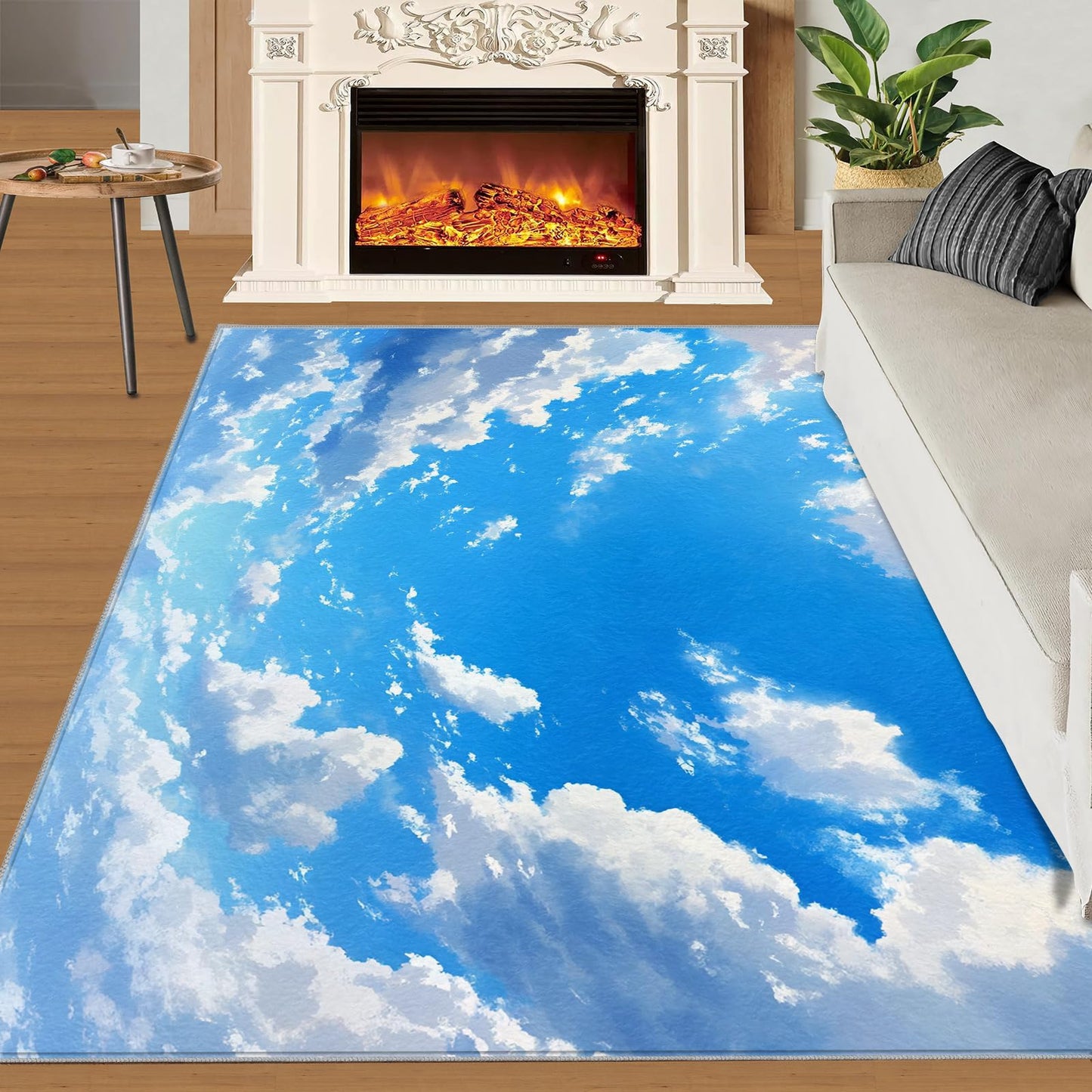 Blue Skies and White Clouds Rugs for Living Room - The Sky Rug, 5x6 Rug, Clear Sky Area Rug, Washable & Non Slip & Soft Large Rugs, Home Decor