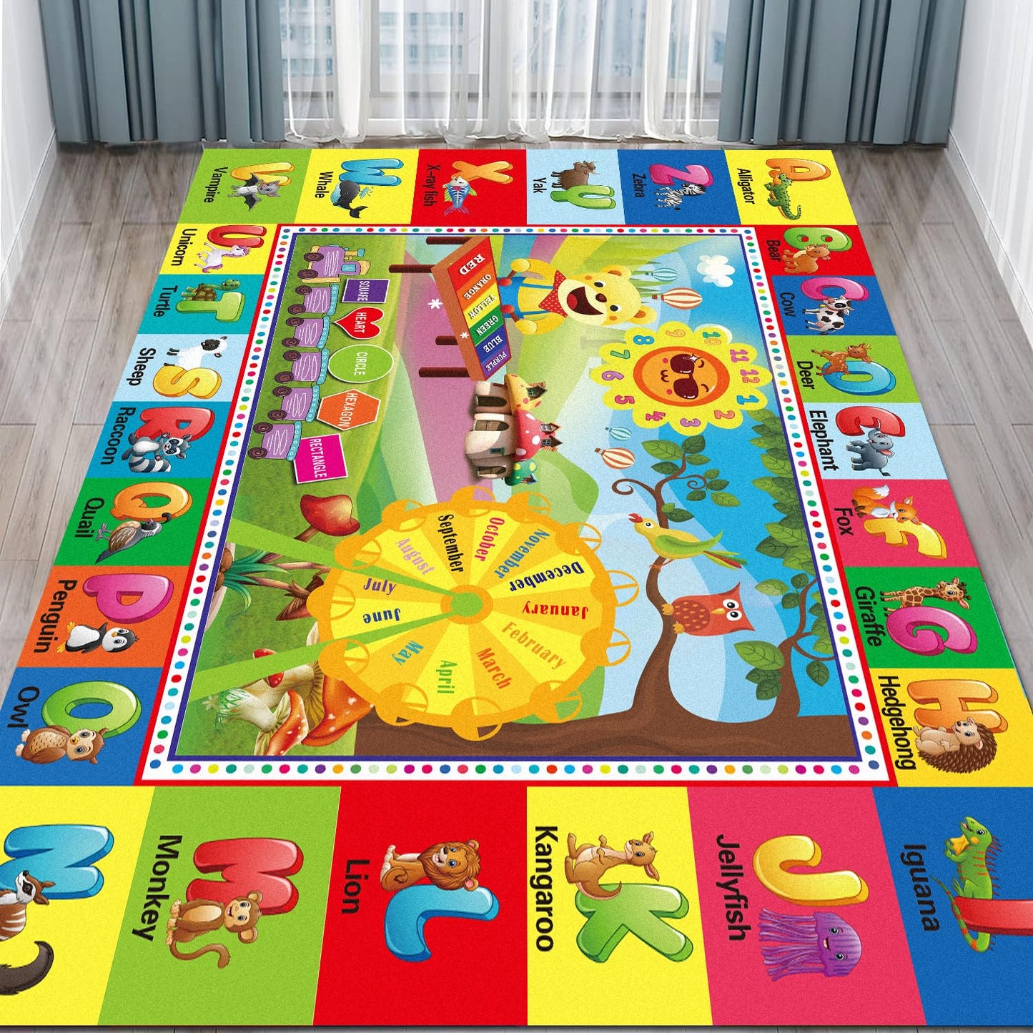 ABC Kids Play Rug, Non-Slip Classroom Carpet,78.7" x 59"