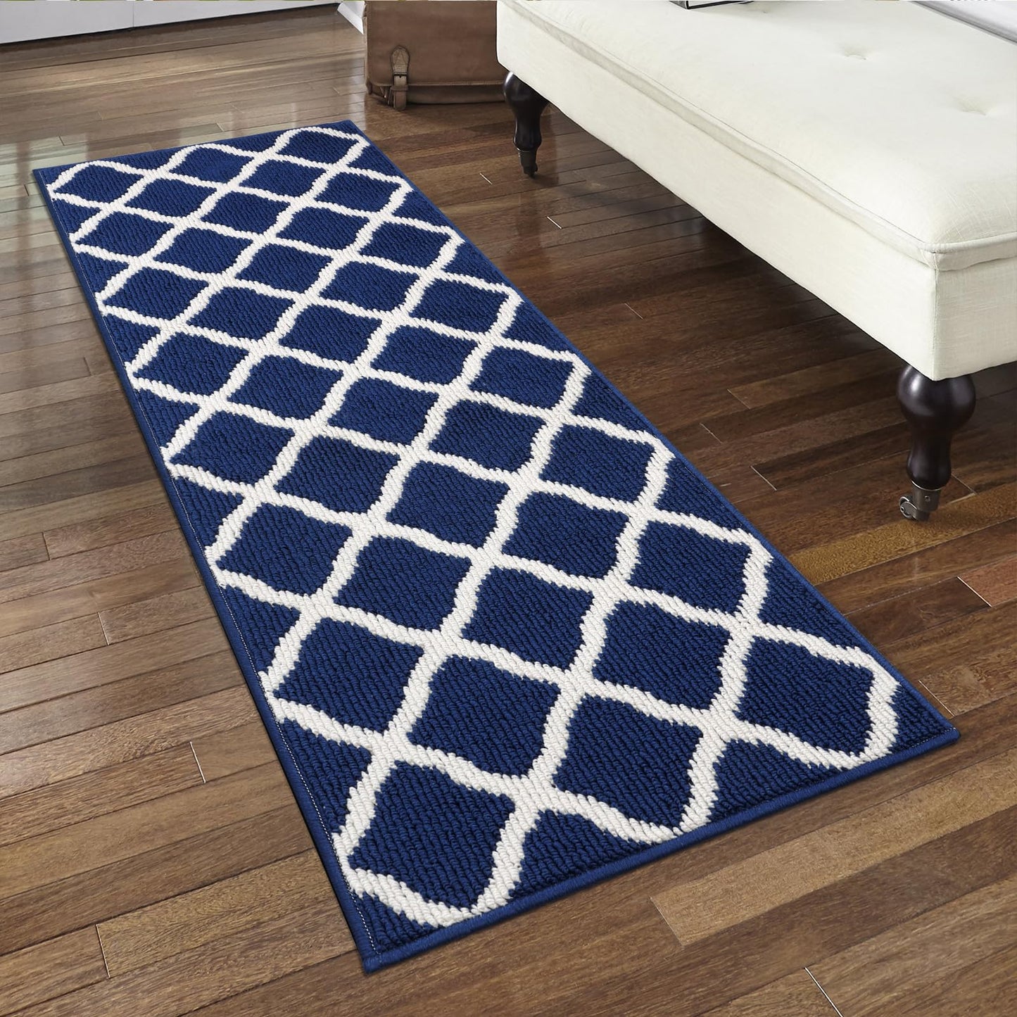 SHACOS Runner Rugs 20"x59" for Entryway Kitchen Hallway Indoor Washable Rug Runner Non Slip Rubber Backing Dirt Trapping Doorway Entrance Runner Rug, Navy Blue