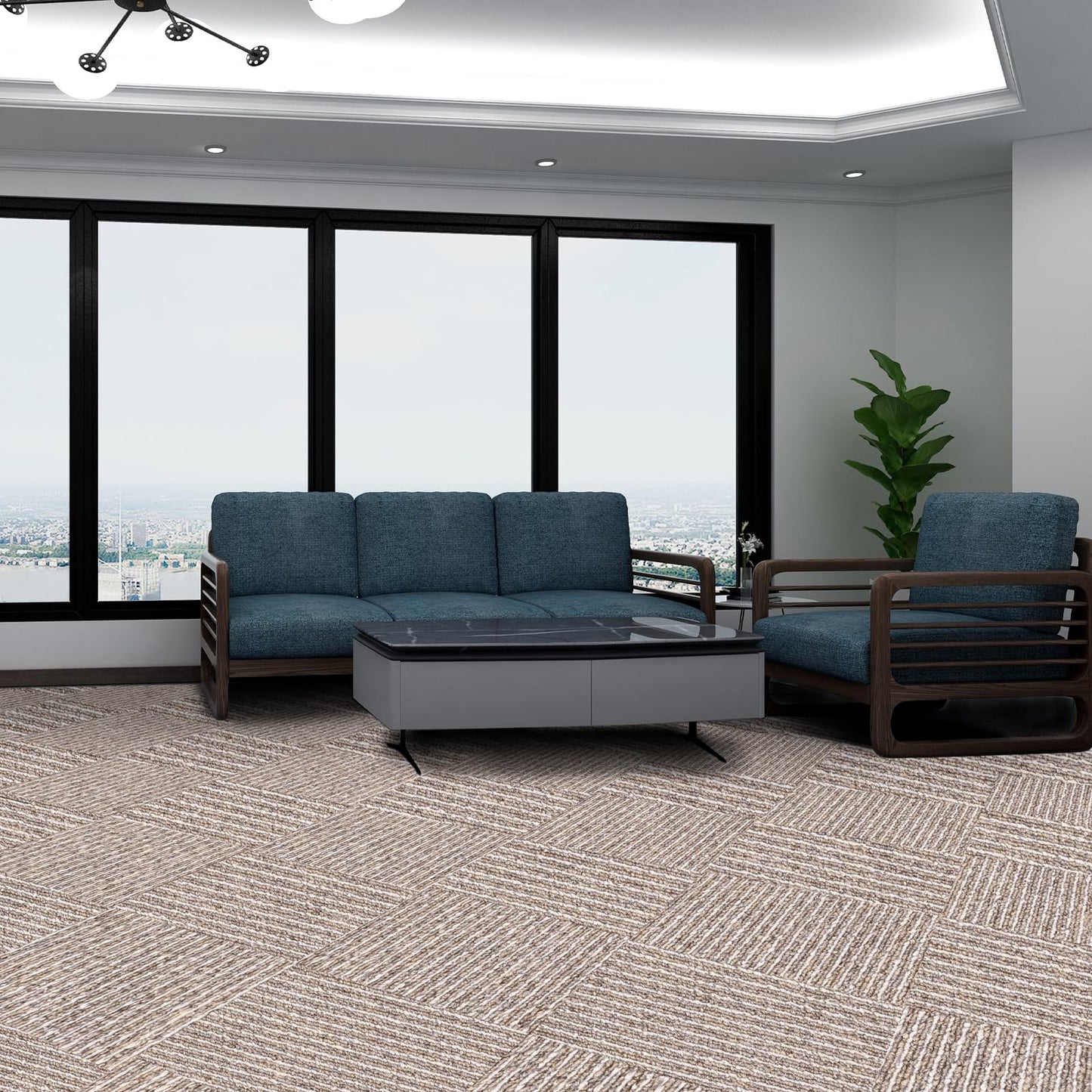 16-Pack 20"x20" Interlocking Carpet Tiles, Non-Adhesive Soft Padded Floor Mat Squares with Seamless Look, for Home Gym Office Indoor Outdoor Use (43 Sq Ft) (Aviv21911)