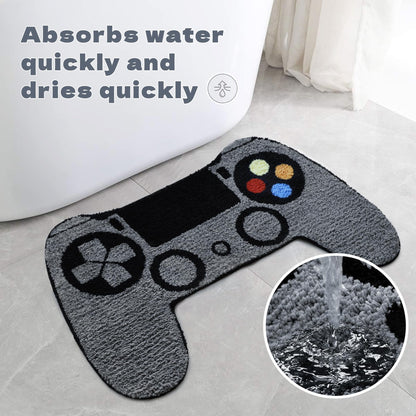 Isyorefam Black Games Console Tufted Rug, Funny Gaming Mat Gamepad Rugs, Game Controller Shaped Home Décor Carpet, Cool Gamer Non-Slip Washable Soft Absorbent 20"x32" Area Rug