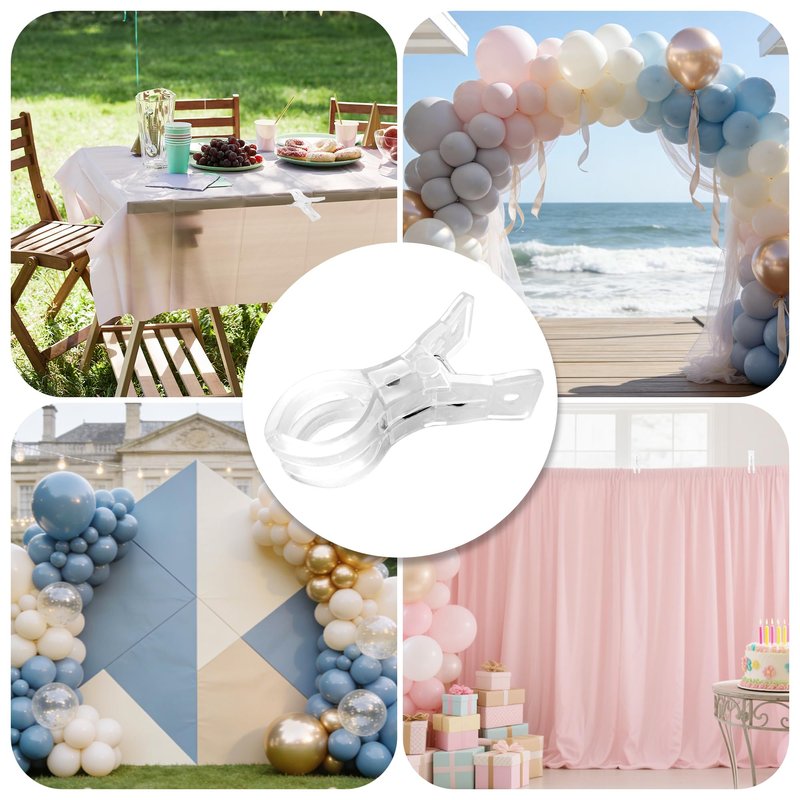 PUGPIU 12 Pack Balloon Arch Clips for Backdrop | Plastic Transparent Spring Clamps | 3.5 Inch Heavy Duty Clip for Backdrop Stand | Birthday Wedding Decoration | Photography Studio | Crafts | Clothing
