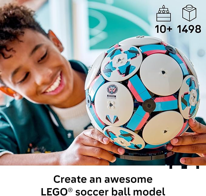 LEGO Editions Soccer Ball - Building Toy for Kids - Collectible Sports Decor for Boys &amp Girls Ages 10+ - Includes Micro Stadium - Gift Idea for Birthdays - 43019