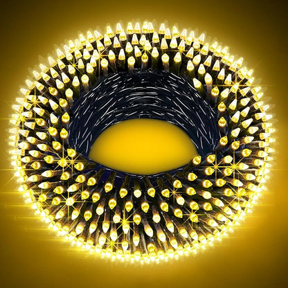 300LED String Lights - Indoor/Outdoor Use, 8 Modes, 100FT Fairy Lights, IP44 Waterproof for Xmas Patio Yard Fence Deck Balcony Garden Decor - Warm White