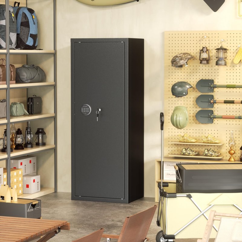 INTERGREAT 20 Rifle Gun Safe, Keypad Gun Safe for 10-16 Rifles and 4 Pistol Storage Pockets, 21" W Gun Safes & Cabinets with 3 Removable Gun Racks for Home, Black