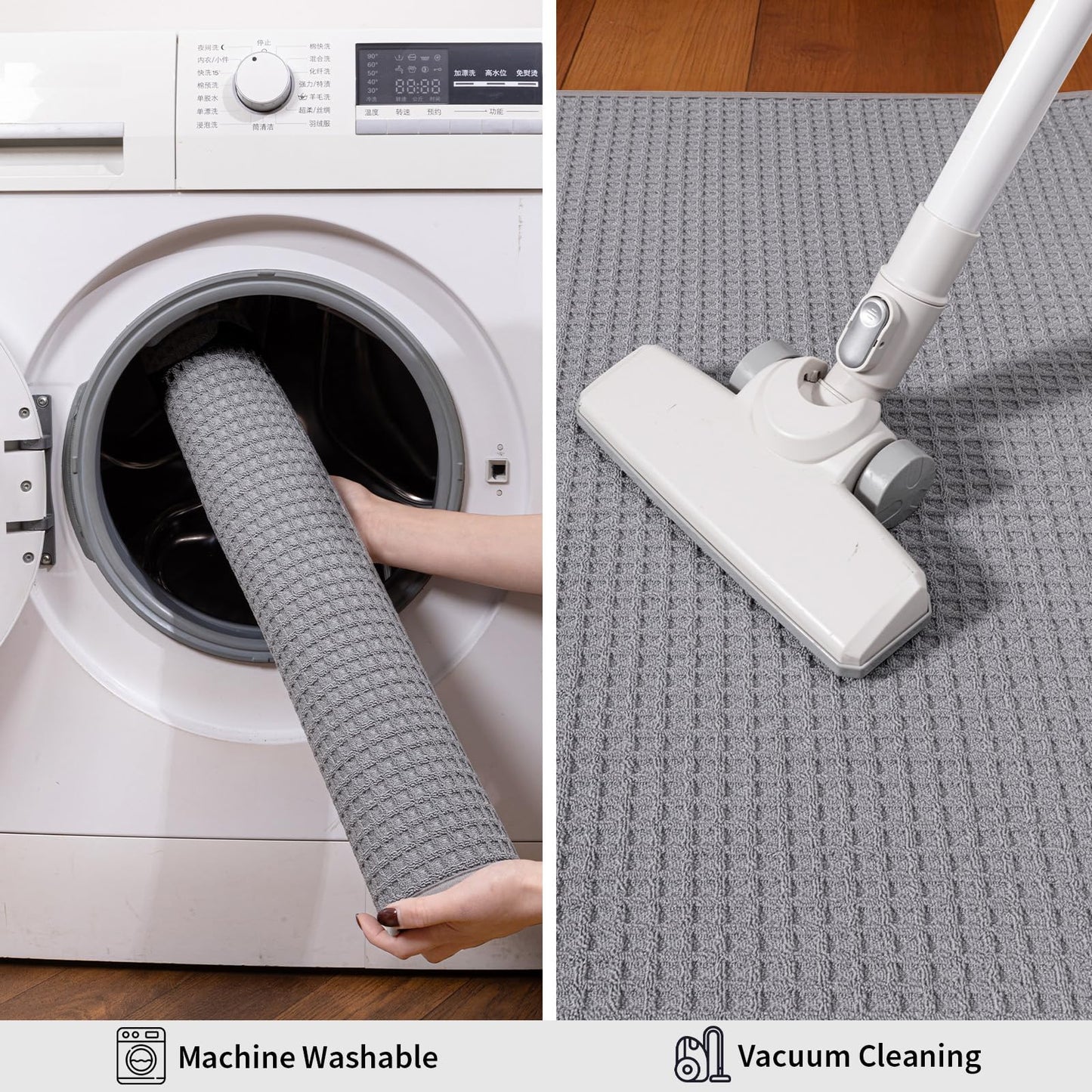 YIHOUSE Indoor Door Mat 24" x 36", Non-Slip Washable Entryway Mat, Dirt Trapper Absorbent Entrance Mat, Low Profile Floor Mat for Front/Back Door, Entryway, Light Grey ﻿