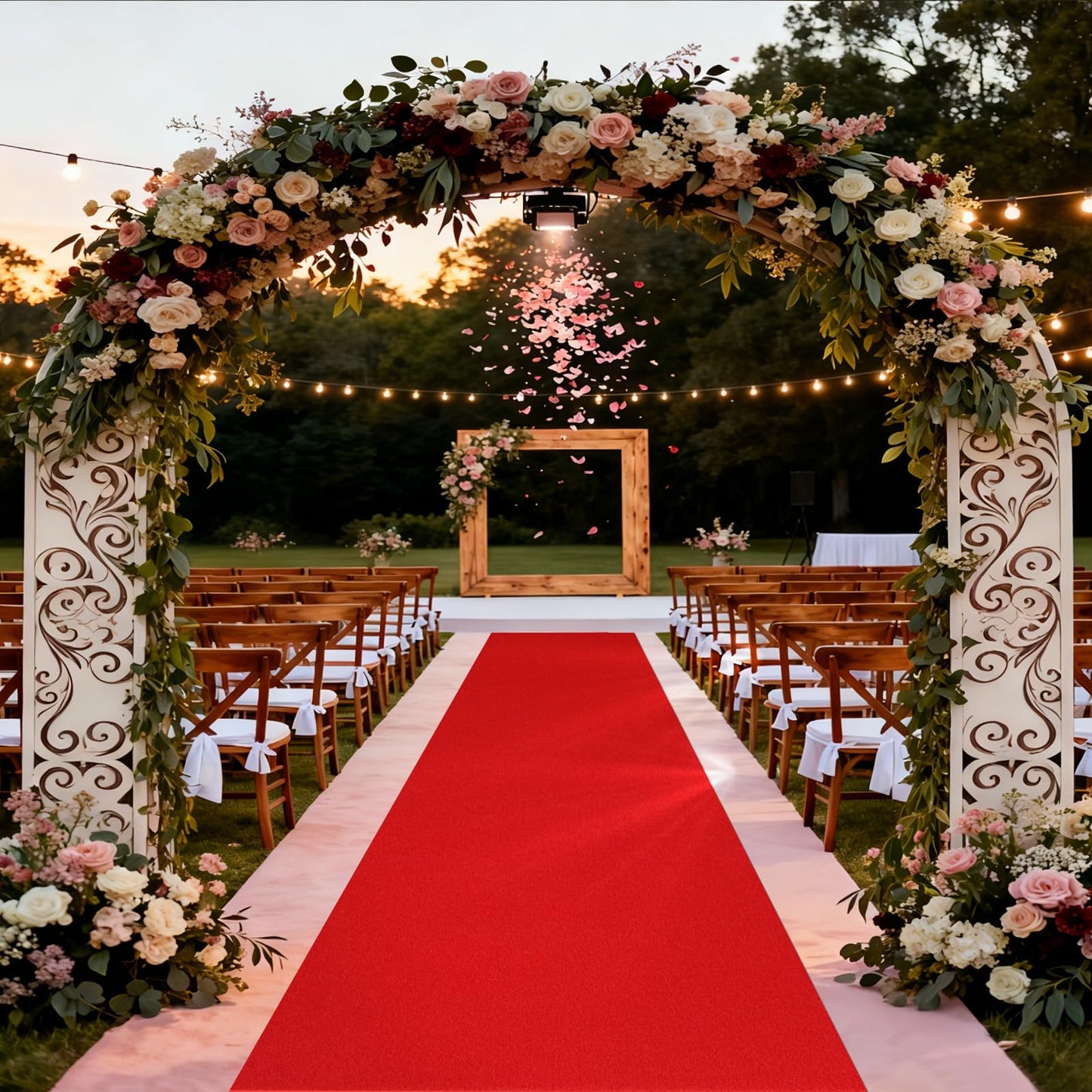 SALLOUS 450 GSM Extra Thick Red Carpet Runner 3 x 30 ft, Heavy-Duty Reusable Rug Runner for Party, Non-Slip Red Carpet with Rubber Backing, Aisle Runway Rug for Weddings, Events Decorations