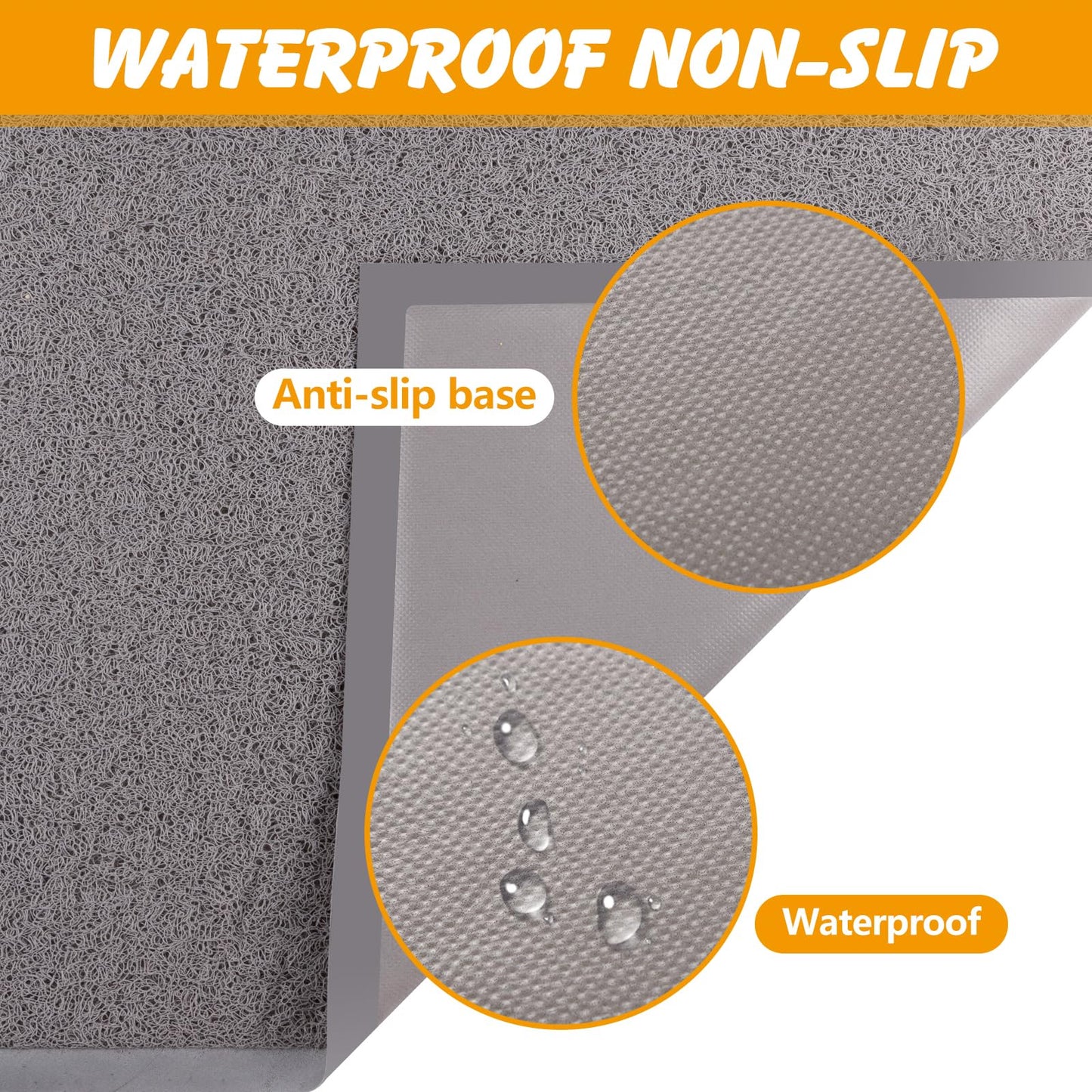 ondware Cat Litter Mat, 20x15 in Litters Box Mat Waterproof Non-Slip Easy to Clean Washable Trapping Mat for Kitty(Gray)