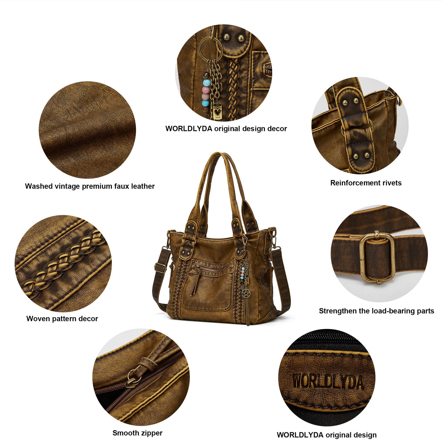 Worldlyda Purses for Women Soft PU Leather Crossbody Purses and Handbags Multi Pocket Shoulder Bag Trendy Pocketbooks Top handle Satchels women bag (BE2504Brown)