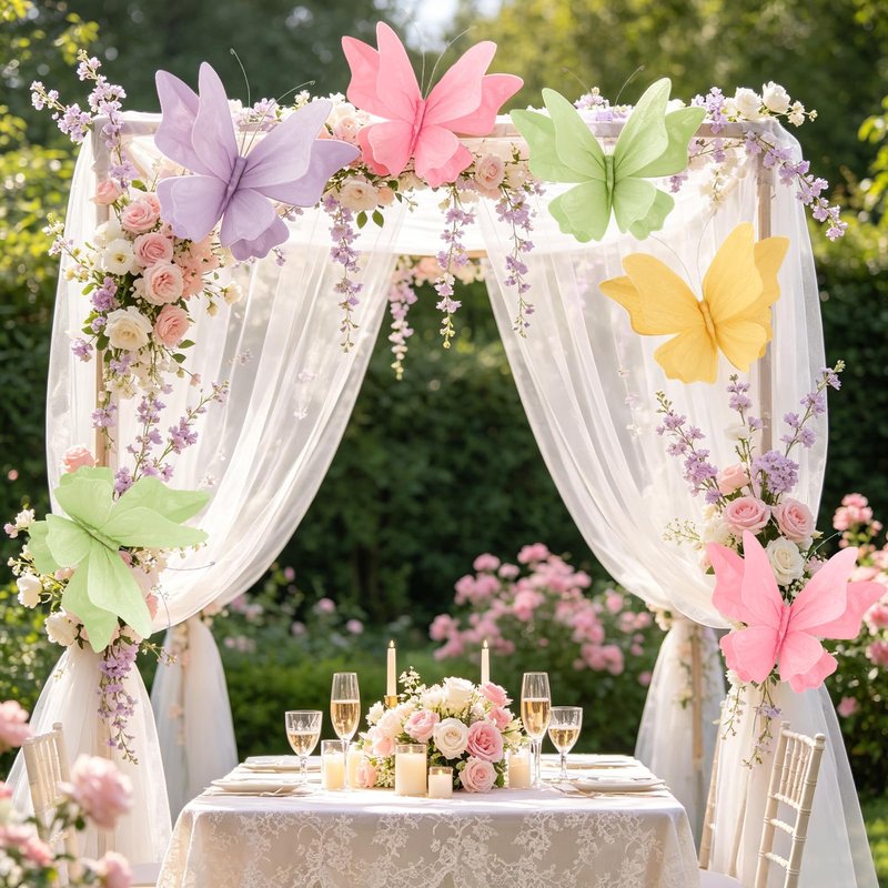 3D Hanging Butterfly Decorations Butterfly Party Decorations 4PCS Pastel Large Paper Butterfly Decorations for Girls Women Wedding Backdrop Birthday Flower Garden Party Decor