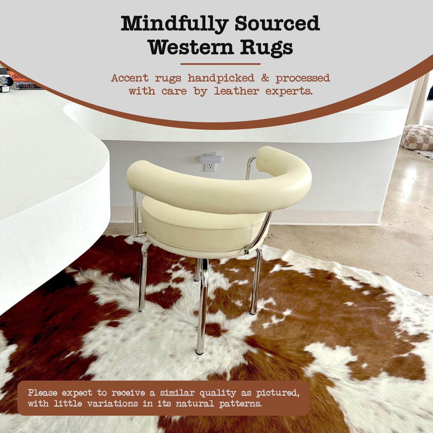 Appaloosa Cowhides Genuine Cowhide Rug - Natural Leather Hide Rugs for Living Room & Area Rug for Bedroom - Real Cowhides Rug for Rustic Home Decor - Chromatic Brown & White Cowhide Rugs, 6x6-7ft