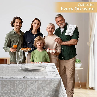 Maison d' Hermine Table Cloth Square Table 100% Cotton 54 x 54 Inches Fall Tablecloth Reusable Everyday Use for Thanksgiving Christmas Decorations Dining Farmhouse Party (Cozy Christmas)