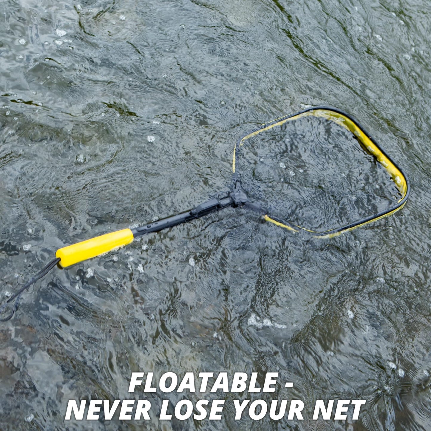 Floating Fishing Net, Collapsible Landing Net, Fish Net with Rubber Coated Polyethylene Netting for Bass, Trout, Fly Fishing, Kayak & Boat Fishing