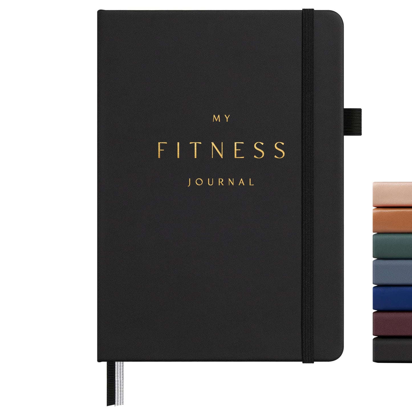 &And Per Se Workout and Food Journal – Fitness Journal with Daily Diet Tracker & Gym Exercise Log Book for Men & Women – Undated, A5 Size, Leather Hardcover (Black)