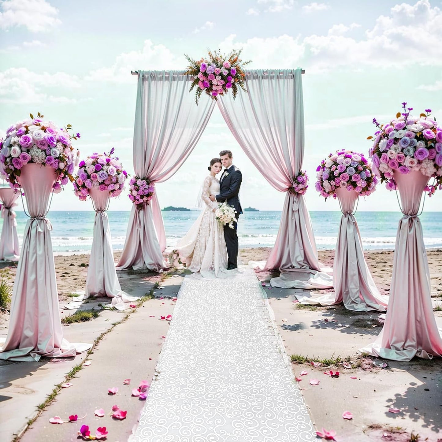 FrenzyBird Thickened Aisle Runner for Wedding CeremonyFeet White Aisle Runner Walkway for Indoor Outdoor Wedding Church Decorations ，Halloween Parties can Also use a Carpet，50g(Vine, 3x50Feet)
