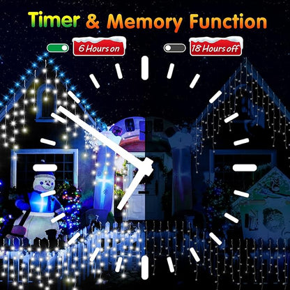 131FT Christmas Lights Outdoor 1440 LED Christmas Decorations Waterproof Plug in with 8 Modes & Timer Christmas Lights for Roof Party Garden Holiday Decor (Cool White)