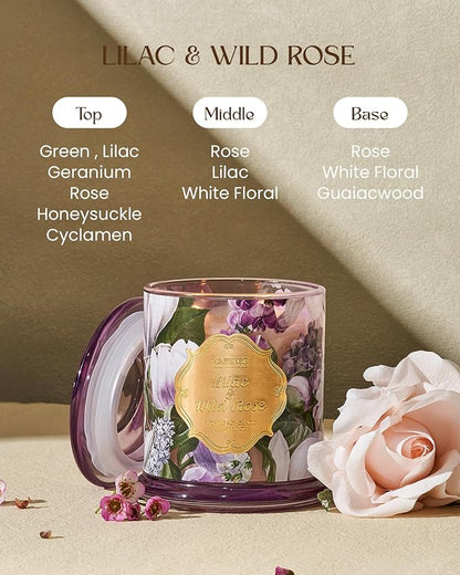 M&SENSE Lilac Rose Scented Candles, Natural Plant-Based Soy Candles Non Toxic, Relaxing Aromatherapy Candles for Bath Spa, 2 Wick 12.7oz Large Jar Candle 75 Hour Long Lasting Burn