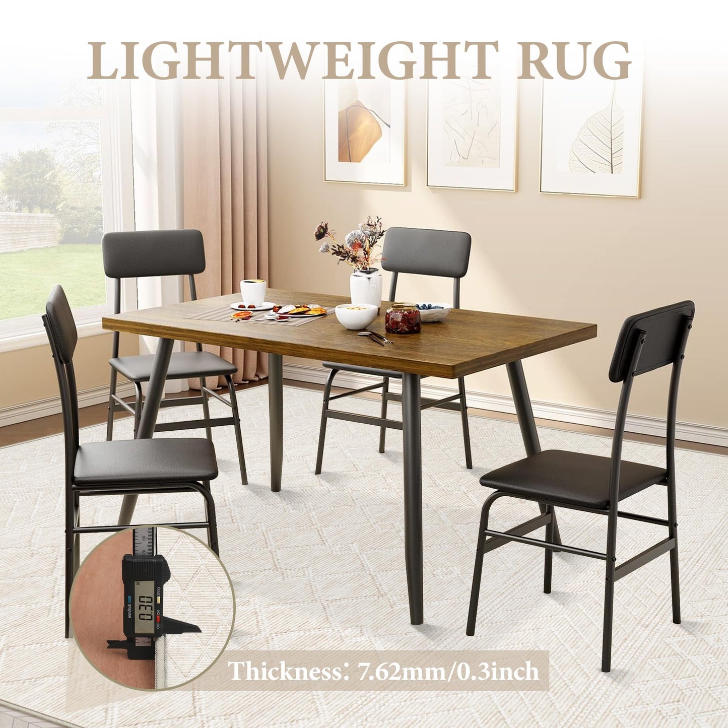 Area Rug Living Room Rugs 8x10 - Large Soft Boho Geometric Rug, Non-Slip Foldable Washable Rugs Non Shedding Morden Indoor Floor Carpet for Living Bedroom Office Dining Room(Modern Beige,8'x10')