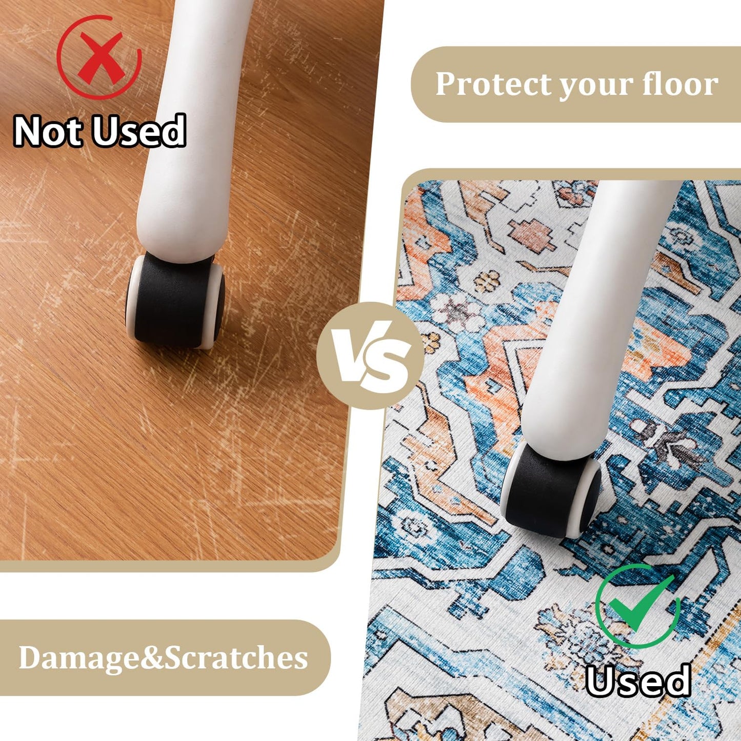 chakme Office Chair Mat for Hardwood Floor, 48"x36" Easy Glide Computer Desk Mat Protector for Rolling Chair Under Desk Rug Nonslip Backing, Machine Wash, (Boho)