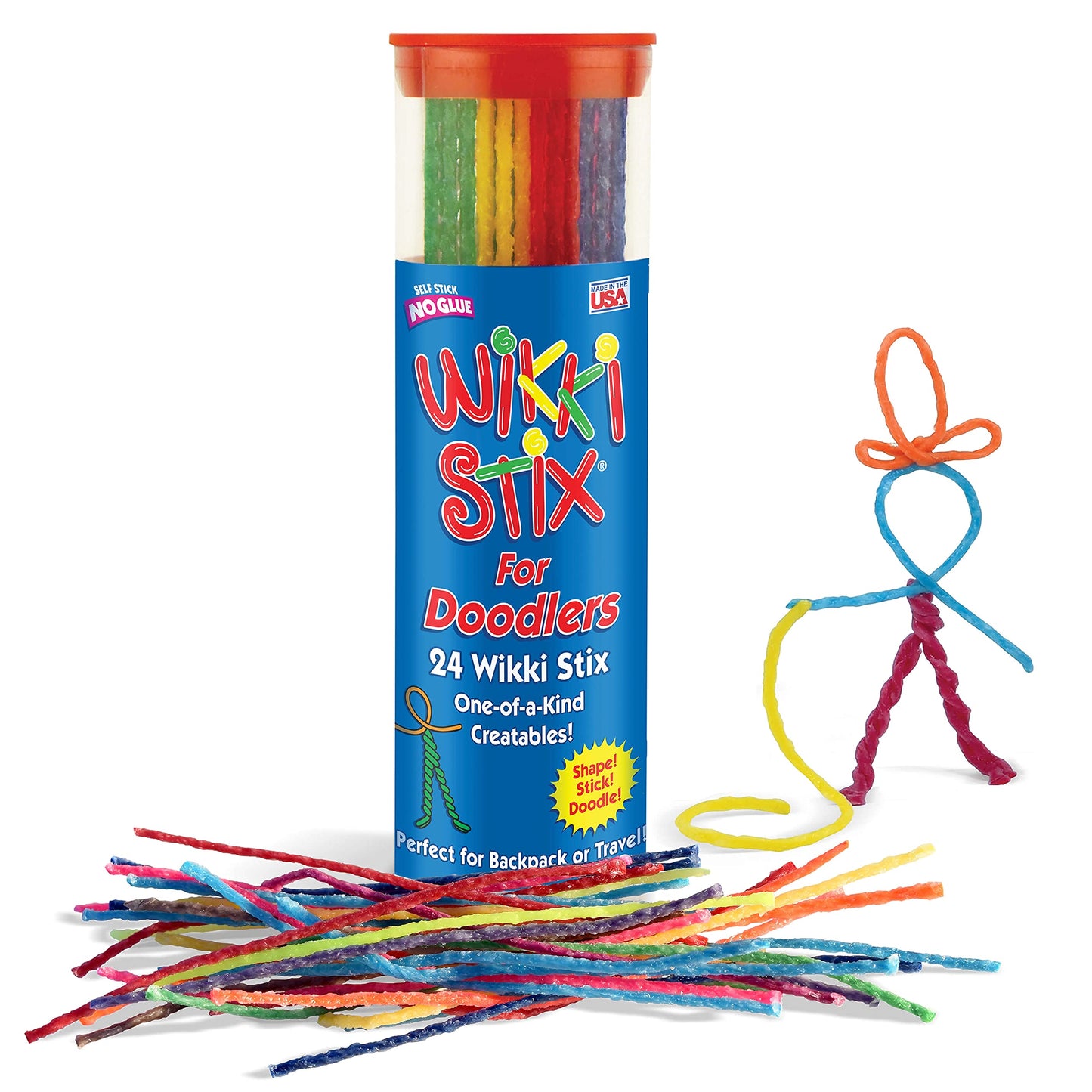 Wikki Stix Doodler Travel Toy for Kids – 24 Reusable Wax Sticks for Sensory Play, Screen-Free Airplane & Road Trip Activity, Mess-Free Fidget Craft for Ages 3+ Made in USA