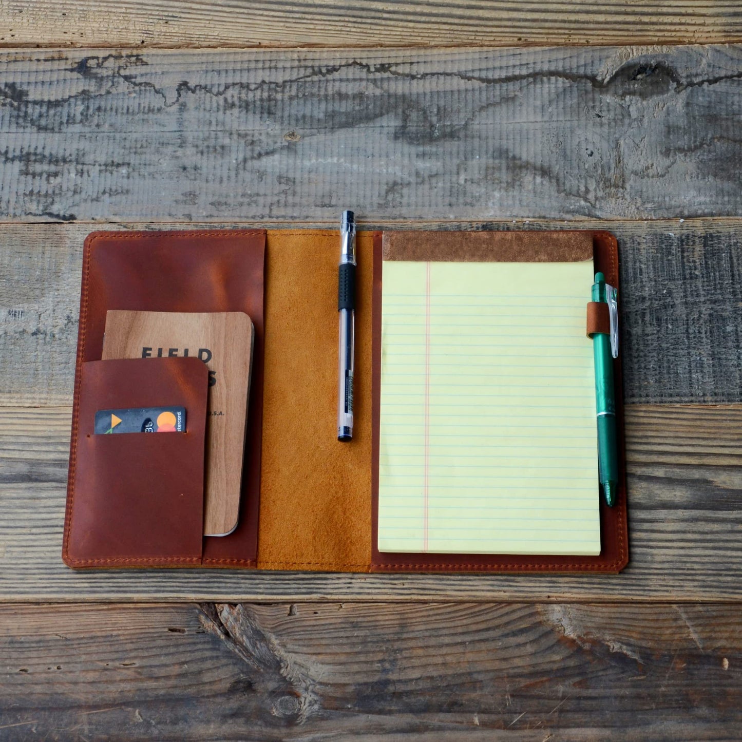 JJNUSA Leather Cover Compatible With Tops The Legal Pad Writing Pads 5" x 8", Legal Rule, Notebooks Distressed Genuine A5 Leather Cover 5" x 8", Brown