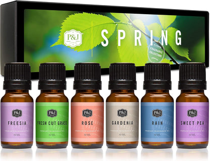 P&J Fragrance Oil Autumn Set | Brown Sugar, Apple, Harvest Spice, Vanilla, Forest Pine, and Snickerdoodle Candle Scents for Candle Making, Freshie, Soap Making Supplies, Diffuser Oil Scents