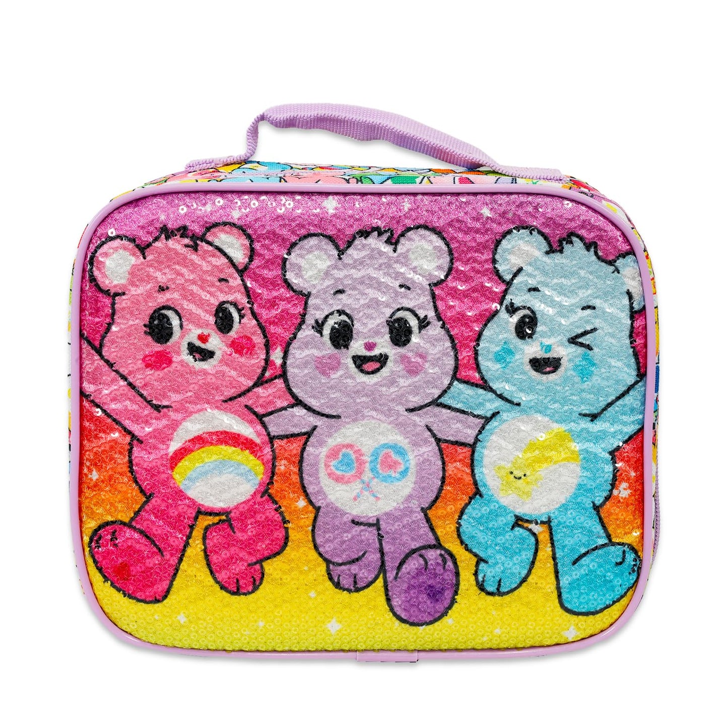 Care Bears Lunch Bag Set - Bundle with Sequined Insulated Lunch Box, Water Bottle, Stickers, More | Care Bears School Supplies Kids