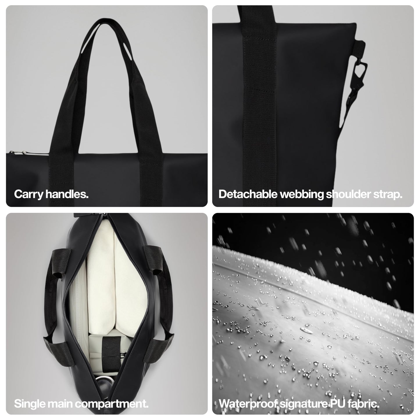 RAINS Tote Bag Mini - Green Waterproof Shoulder Bag for Men and Women - Everyday Tote for Work, Travel, Shopping with Coated Zip and Carry Handles - 2 Year Warranty