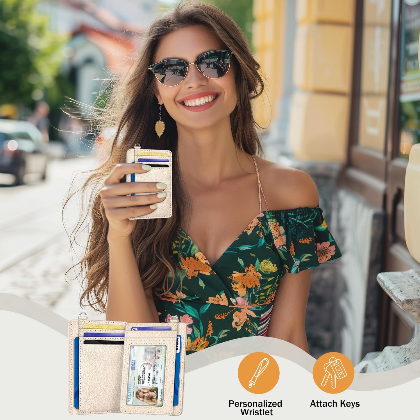 Yonlevres Credit Card Holder for Women, Slim RFID Wallet Front Pocket Small Card Holder, Travel Card Case ID Window PU Leather Cute Funny Thin RFID Blocking Card Organizer Gifts Girls Ladies