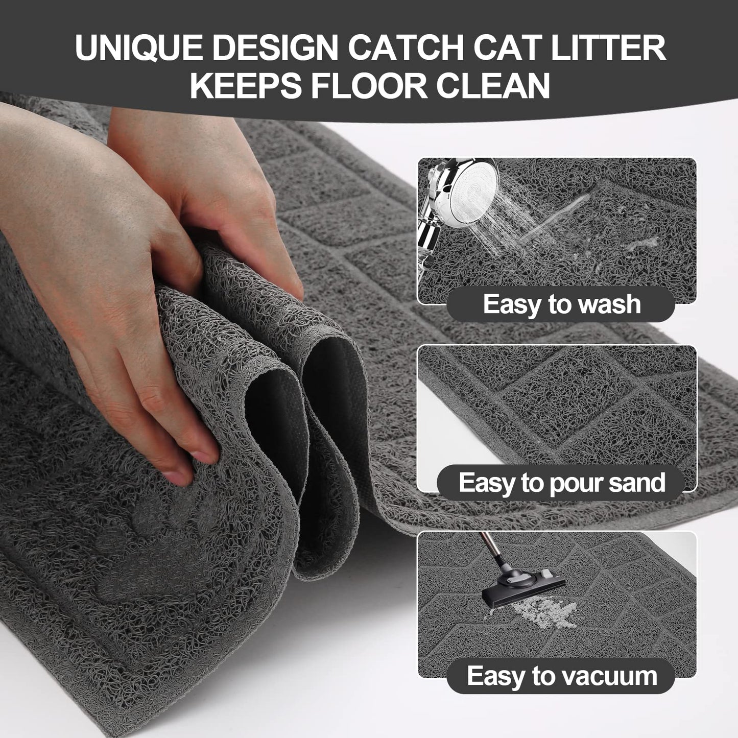 Motsamla Cat Litter Box Mat, 35" x 24" Large Kitty Litter Trapping Mat Keep Floor Clean, Litter Box Mat Scatter Control, Waterproof, Easy to Clean, Durable Large Size Litter Mats for Floor