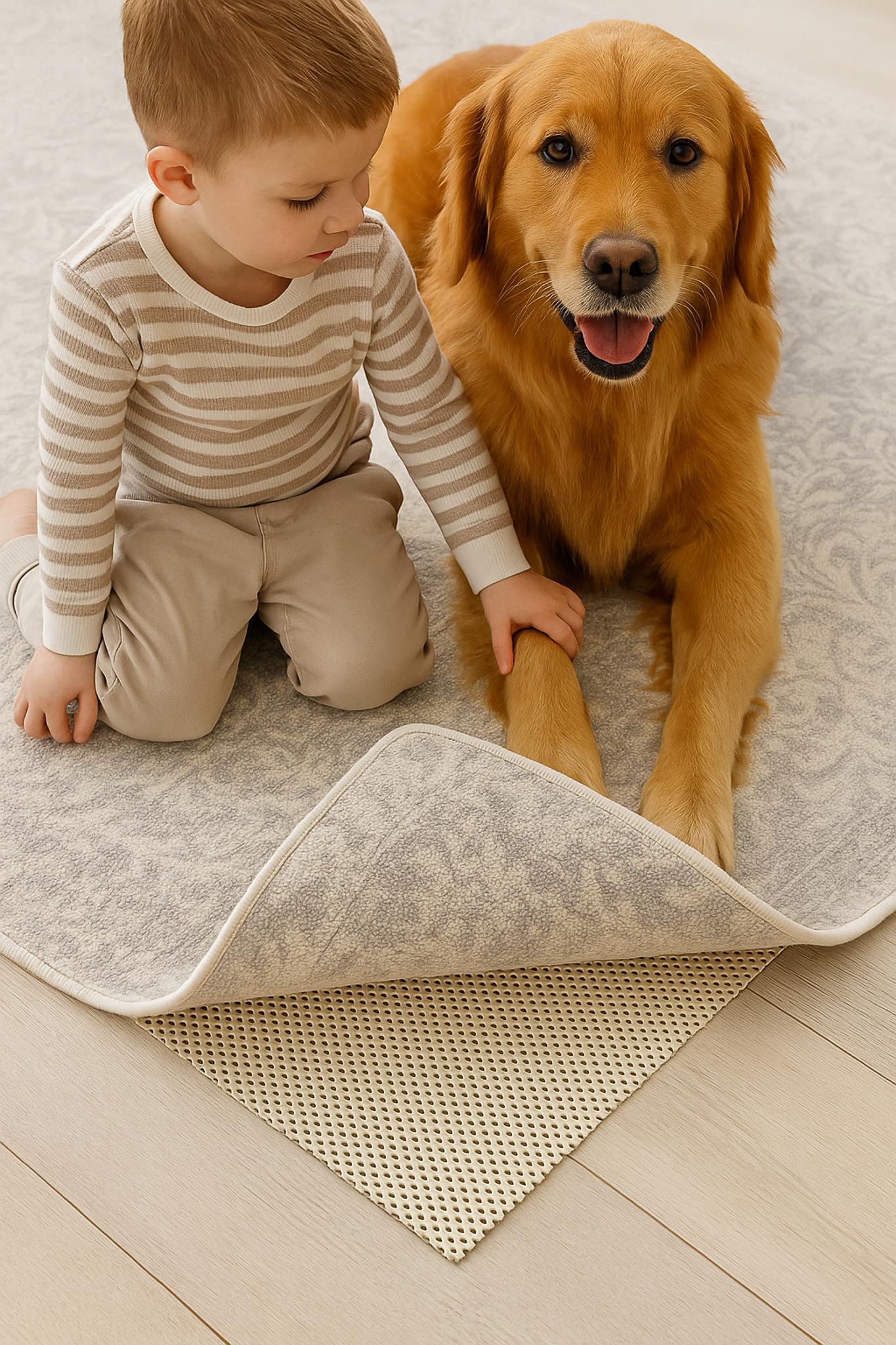 Rug Branch Rug Pad 8' x 11' for Area Rugs, Extra Strong Rug Pad Gripper, Grips Keep Area Rugs in Place, Skid Resistant Pads for Hard & Soft Floors, Under Carpet Mat and Hardwood Floor Protection