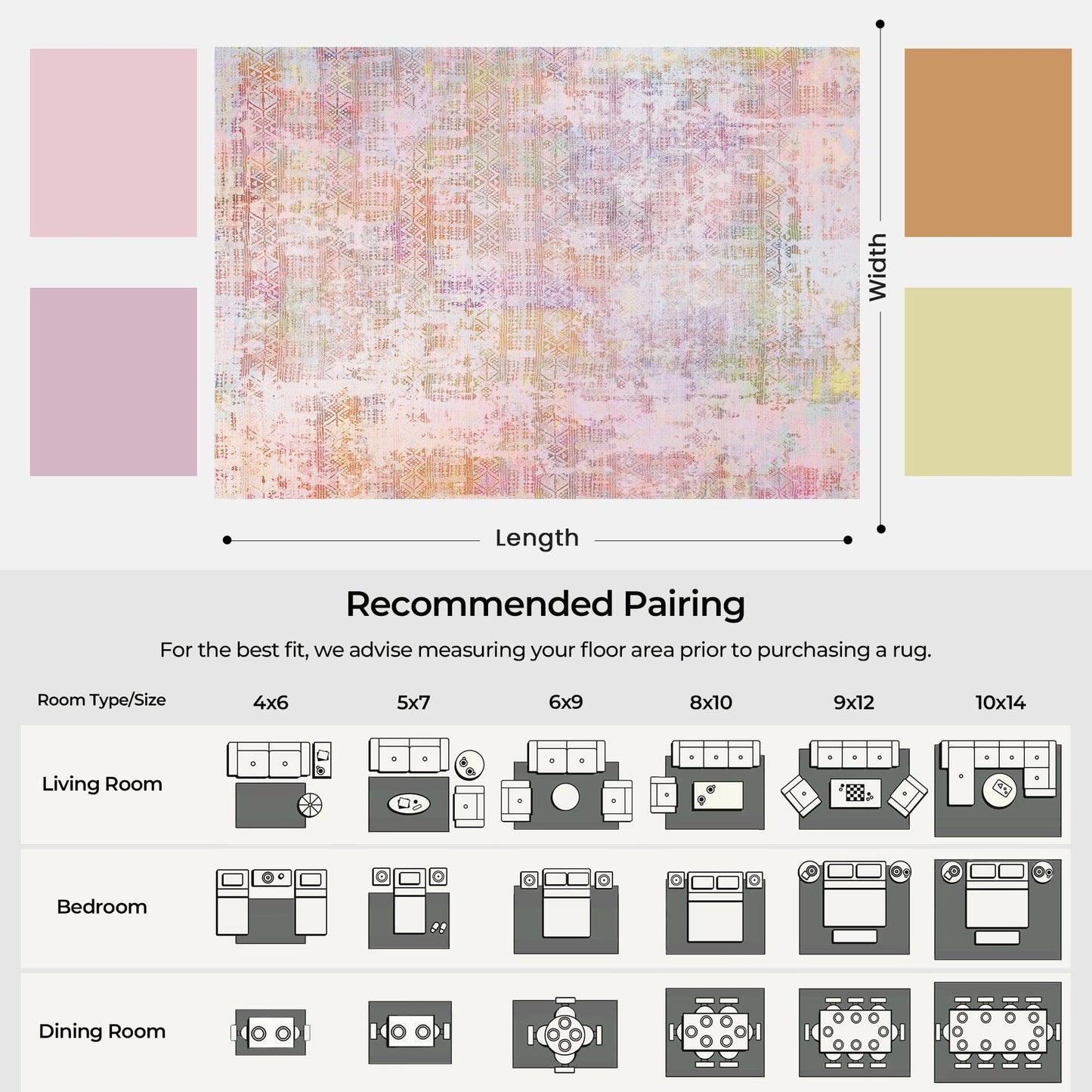 Kokia Abstract 9x12 Area Rugs Living Room Washable Low Pile Non-Slip Indoor Decor Pink Orange Carpet Foldable Stain Resistant Ombre Rugs Bedroom Dining Room, Oslo Liora