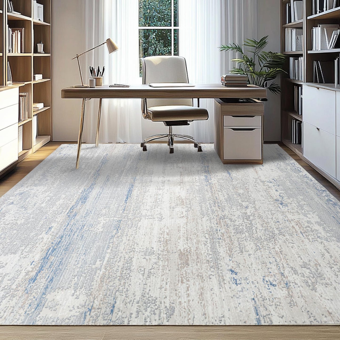 Lbris Washable Rug 6x9 Area Rugs for Living Room- Modern Abstract Rugs for Bedroom,Dining Room, Large Soft Low Pile Carpet with Non Slip Rubber Backing,Neutral Accent Rug for Nursery Home Office