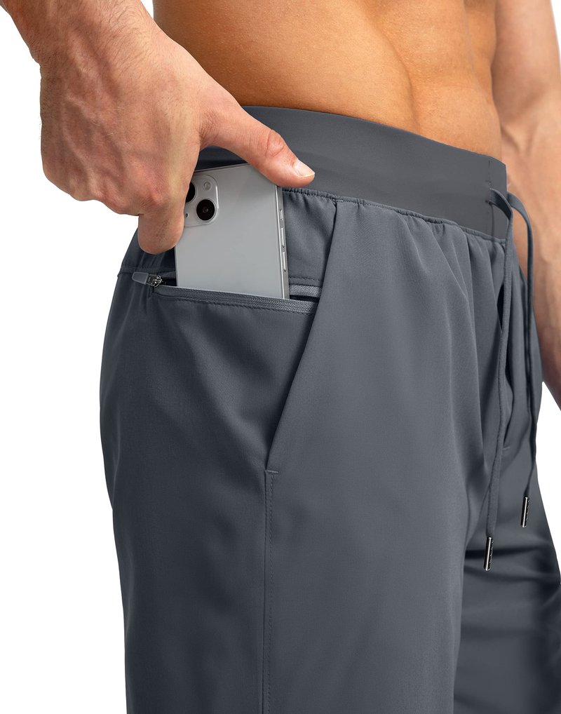 Soothfeel Men's Running Shorts with Zipper Pockets 7 Inch Lightweight Quick Dry Gym Athletic Workout Shorts for Men (Grey, XXL)