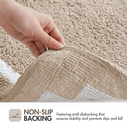 Madison Park Evan 100% Cotton Bathroom Rug Non Slip Backing-Luxrurious Tufted Plush Bath Mat Absorbent, Quick Dry, Spa Design Shower Room Décor, 24x40, Taupe