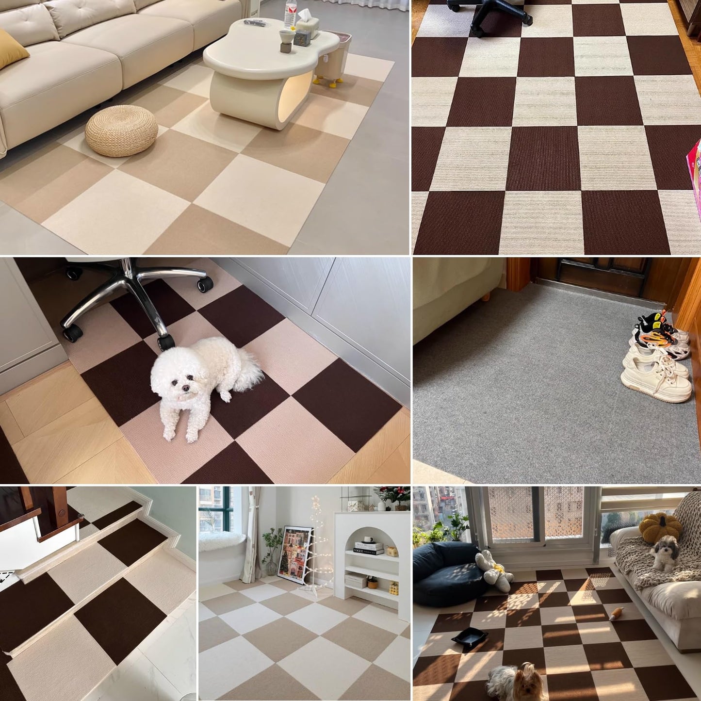 BRCYKRWY 8pcs Carpet Squares Puzzle Floor Mat,Modern Sound Insulation Carpet,Interlocking Bedroom Area Rugs,Indoor Low Pile Bedroom Floor Mat,Seamless Splicing,Suitable for All Seasons,Easy to Clean