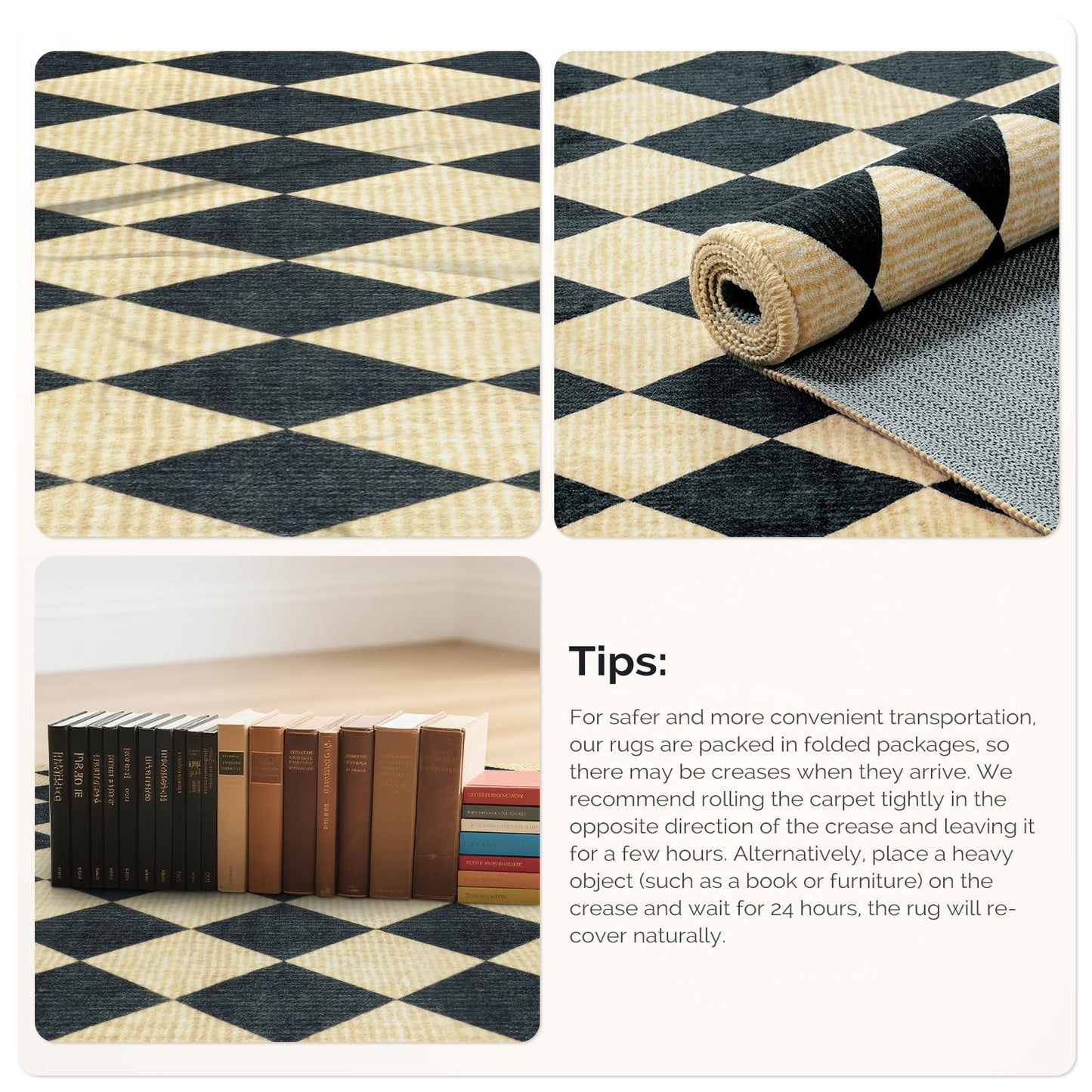 LIVEBOX Checkered Area Rug 2x3 - Small Entryway Rug Non Slip Washable Kitchen Mat, Bathroom Rugs Under Door, Moroccan Soft Indoor Carpet for Bedroom Laundry Entrance
