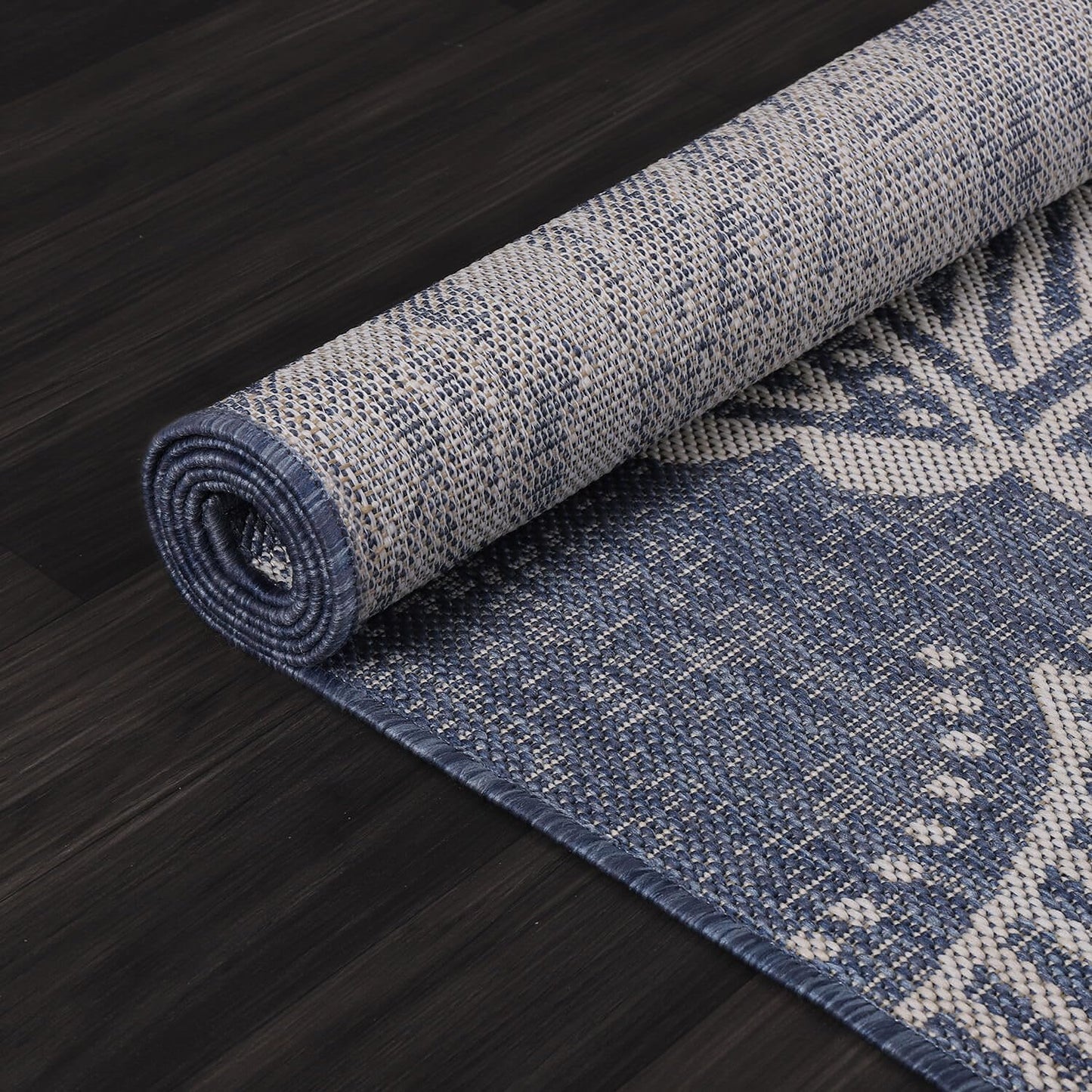 Luul Home Medallion Outdoor Rug 5x7 Washable Outside Carpet for Indoor Patio Porch Waterproof Easy Cleaning Non Shedding Area Rugs Blue 5 x 7