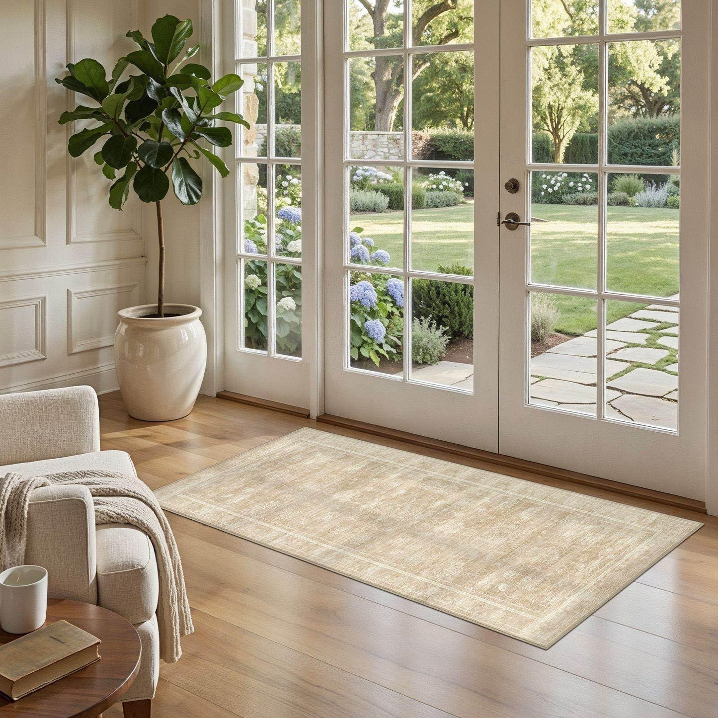 UERMEI 2x6 Machine Washable Runner Rug: Vintage Non Slip Low-Pile Stain-Resistant Hallway Floor Carpet, Soft for Entryway Kitchen Bathroom, Kid Pet Safe Robot Vacuum Friendly - Brown