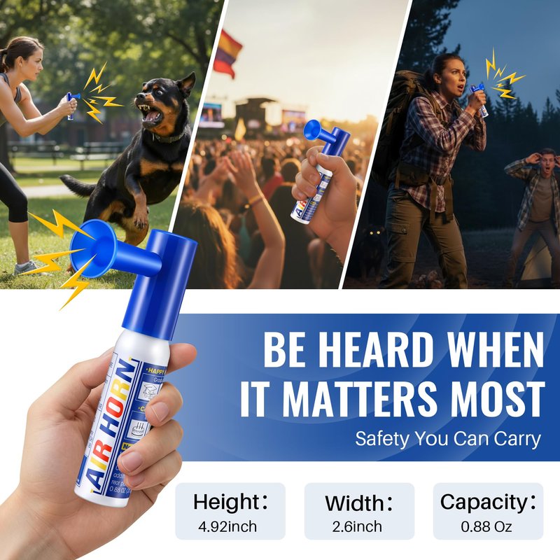 2 Pack Mini Air Horn for Personal Safety, 0.88 Oz Stadium Air Horn Prank, Portable Blow Noise Maker for Sporting Events, Football Games, Dogs, Party, Birthdays,Graduation Mini Noisemakers (Blue)