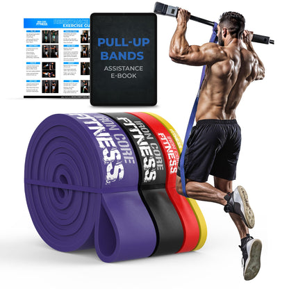 Pull Up Assistance Resistance Bands - Long Loop Power Bands for Men and Women - Strength Power Flexibility Training at Home & Gym - Ebooks & Workout Chart Included by Iron Core Fitness